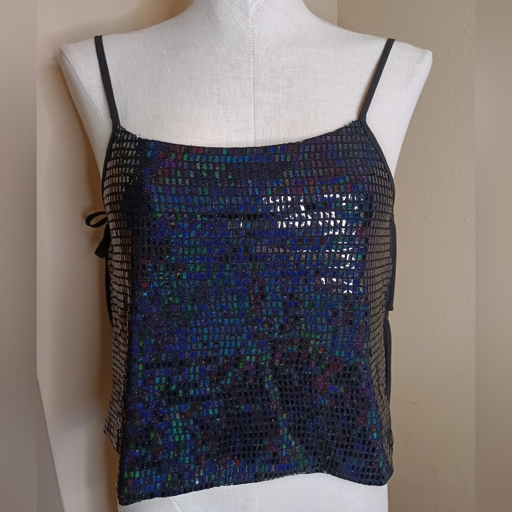 Las Pepas Black Sparkly Side Tie Top One Size